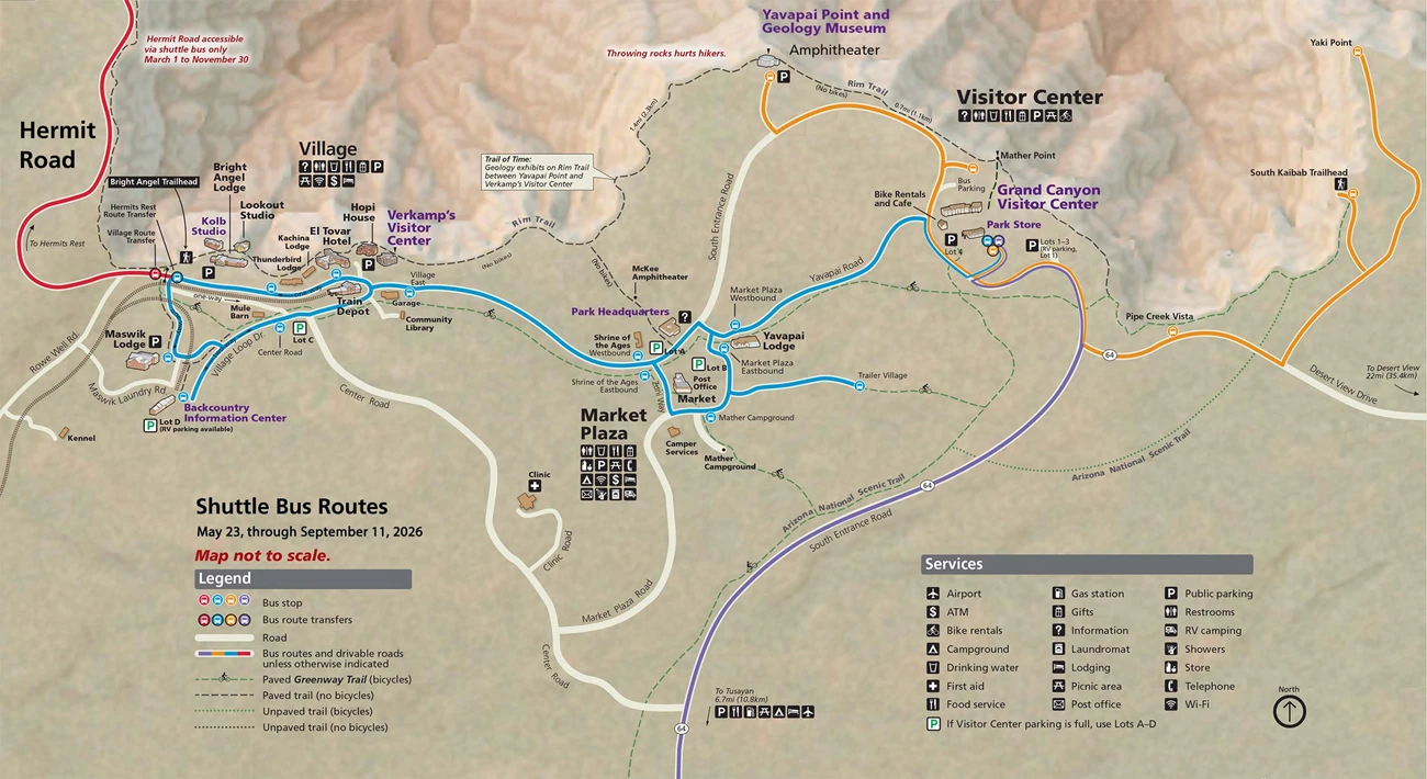 Comment se déplacer dans le parc national du Grand Canyon